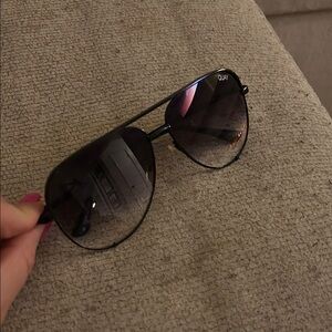 Quay Australia Black Aviator Sunglasses with Dark Gradient Lenses